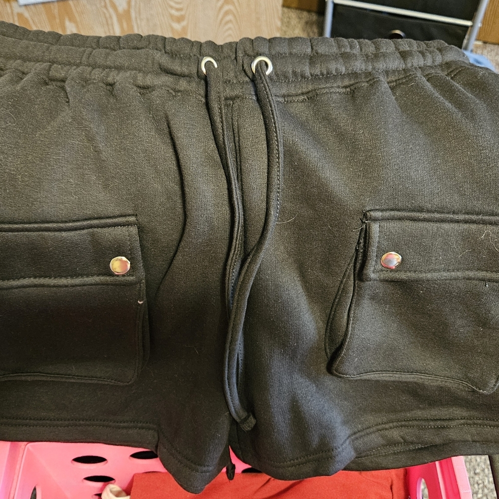 Fashion Nova Black Cargo Drawstring Shorts